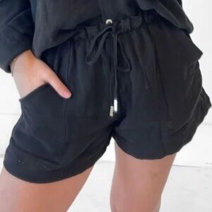 Natalie busby black drawstring shorts
